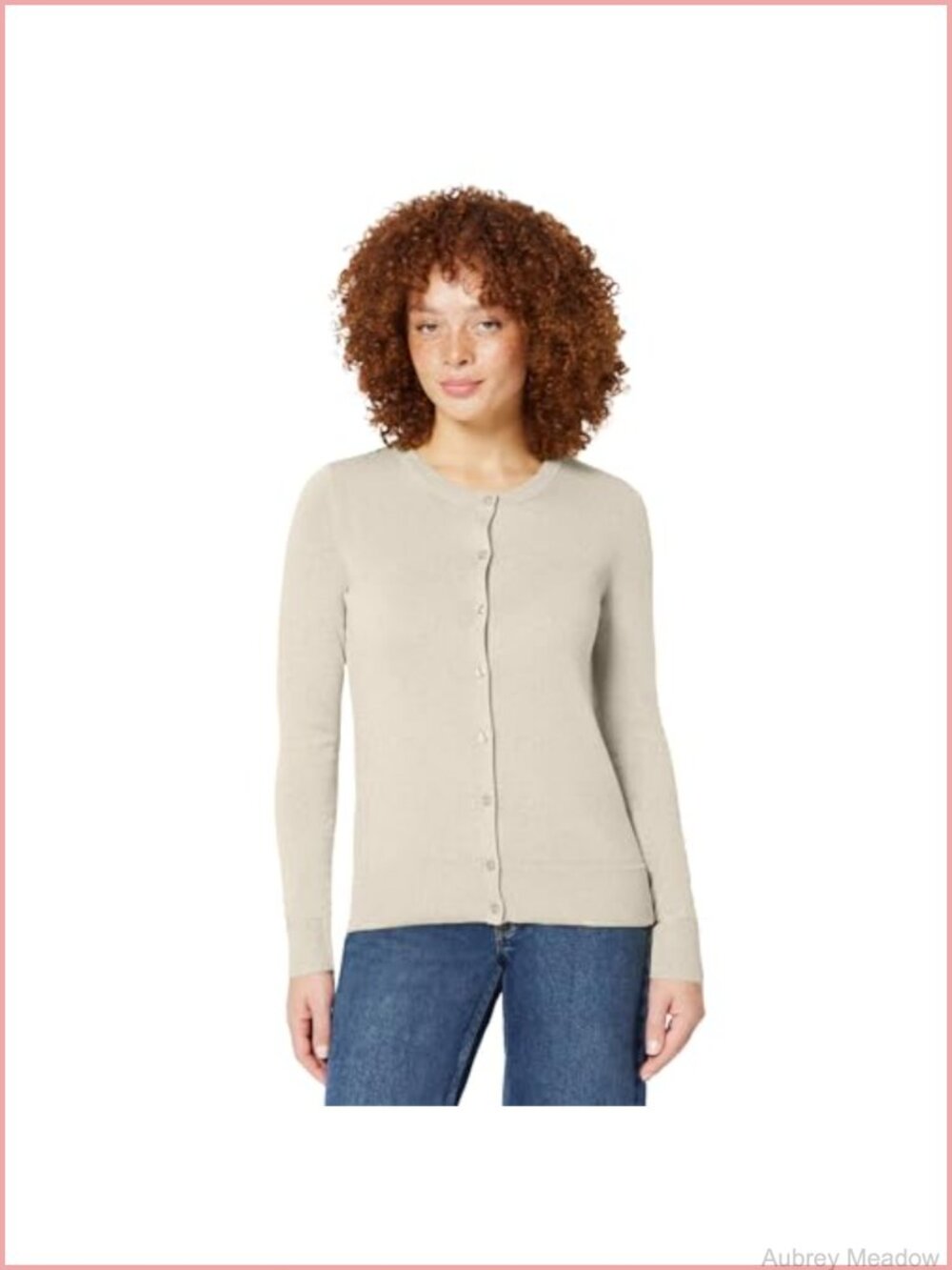 Lightweight Cotton Cardigan Sweater - Long Sleeve Button Front Crewneck